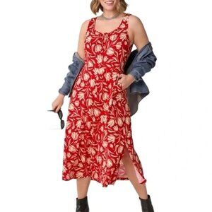 CAbi #6393 Tearoom Dress Size XL, floral, midi/maxi, pockets